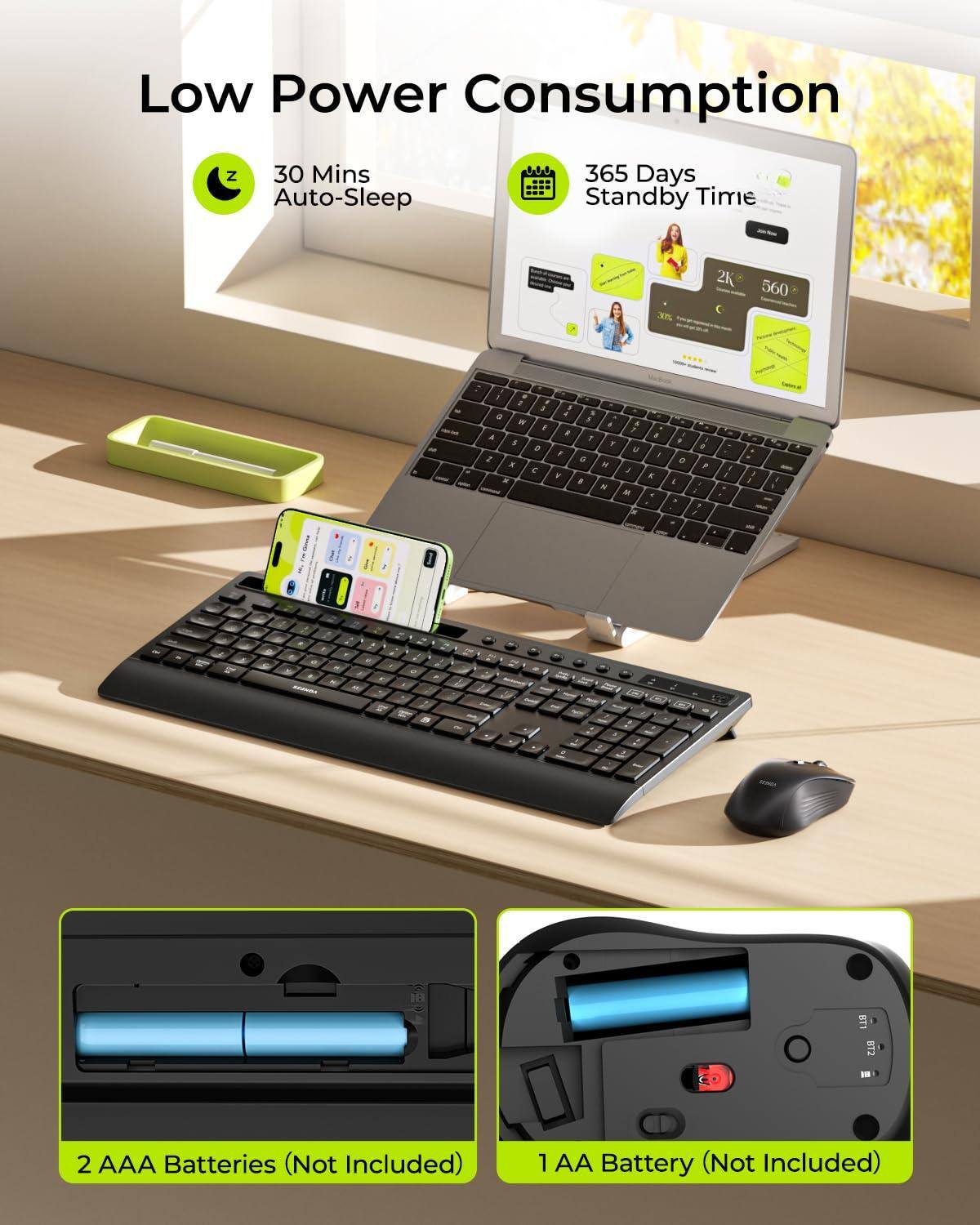 Low Power Consumption  
30 Mins Auto-Sleep  
365 Days Standby Time  
2K  
560  
2 AAA Batteries (Not Included)  
1 AA Battery (Not Included)