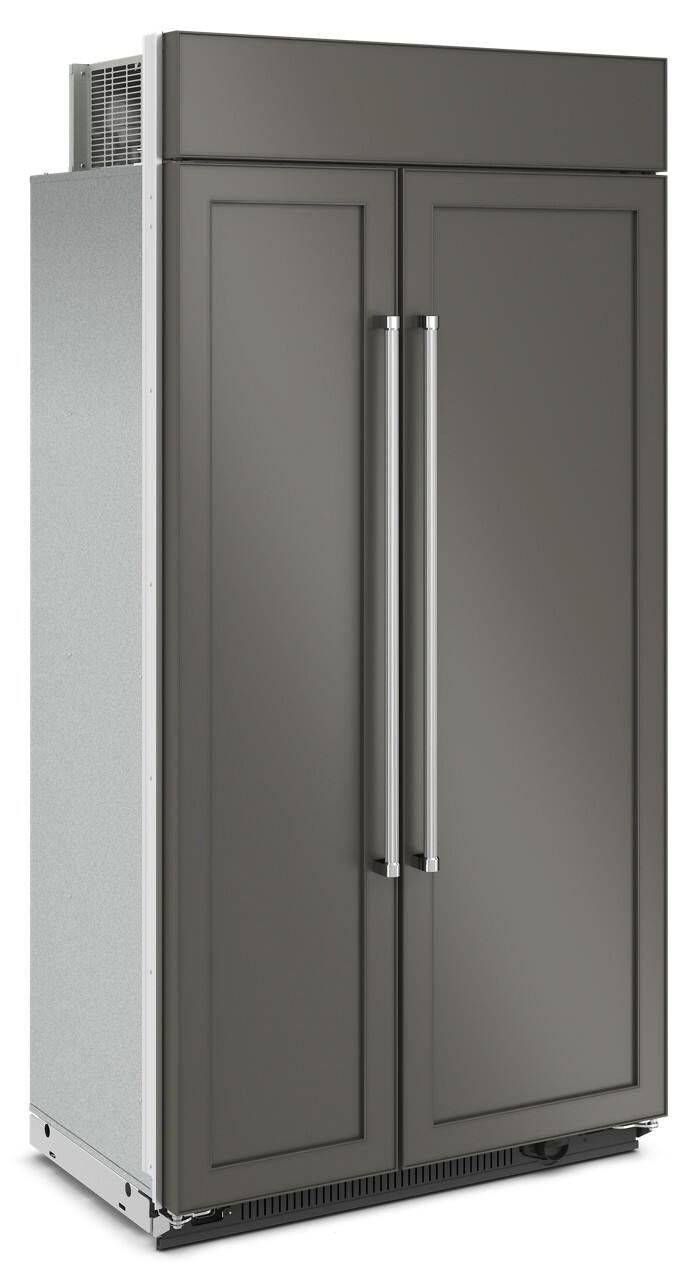 Angle. KitchenAid - 25.5 Cu. Ft. Side-by-Side Refrigerator with Under-Shelf Prep Zone - Custom Panel Ready.