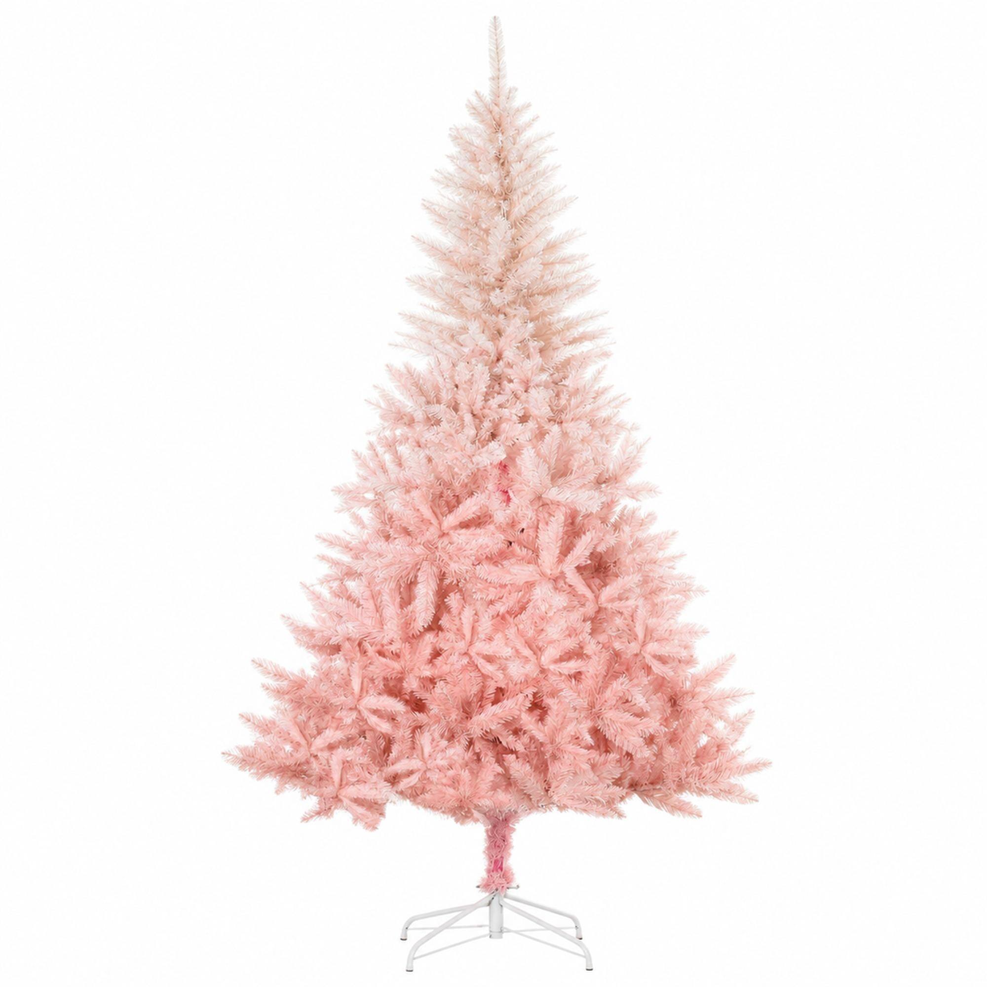 Front. RYHNUYNE - 6 Ft Unlit Spruce Pink Artificial Christmas Tree With 800 Tips, Realistic Hinged Branches Easy Setup Holiday Decor - Pink.