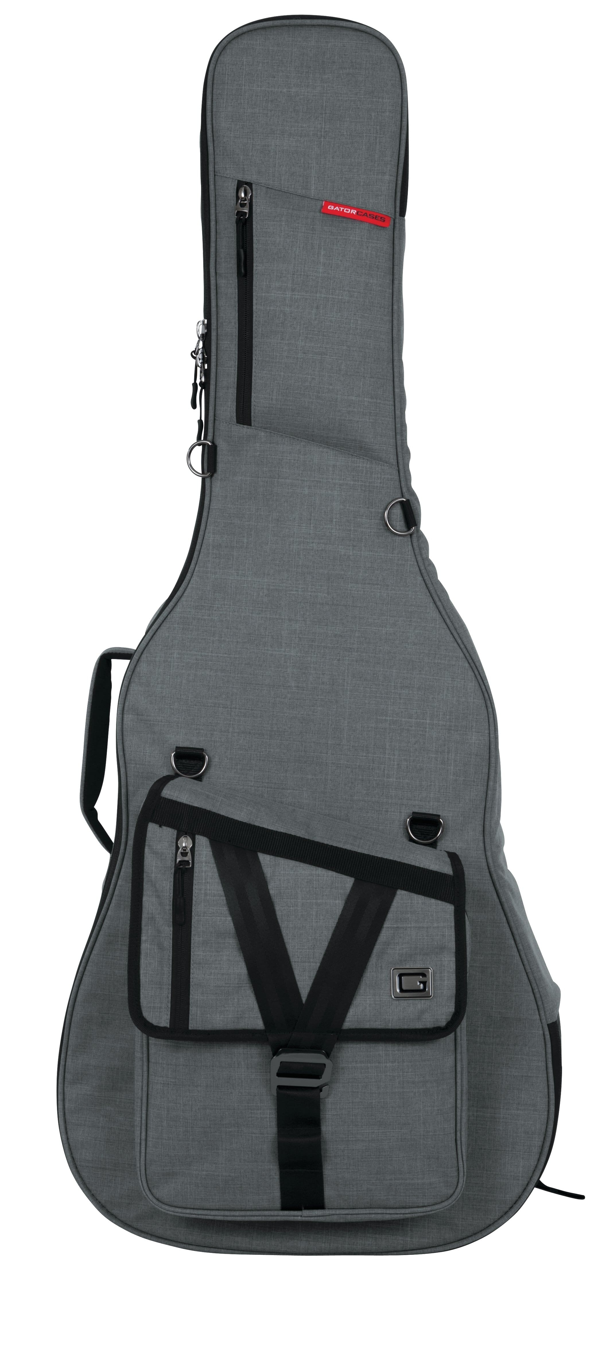 Gator Frameworks - Transit Series Lightweight Acoustic Guitar Gig Bag with Back Pack Straps, Weather Resistant Exterior & Rubberized Bottom - Light Gray