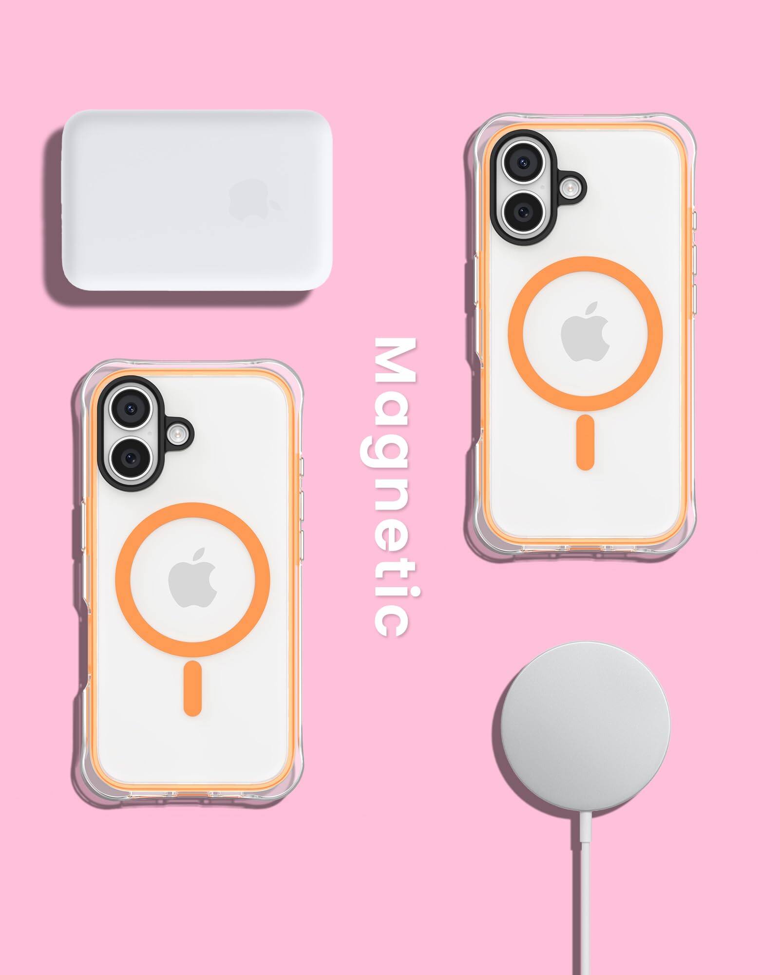 Alt View 6. Ornarto - ORNARTO Air Case for iPhone 17 Clear with MagSafe | Camera Control Button | Built-in Air Phone Cover-Orange - Orange.