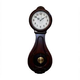 FC Design - 29.5"H Dark Brown Classic Wooden Teardrop Pendulum Wall Clock - Multicolor