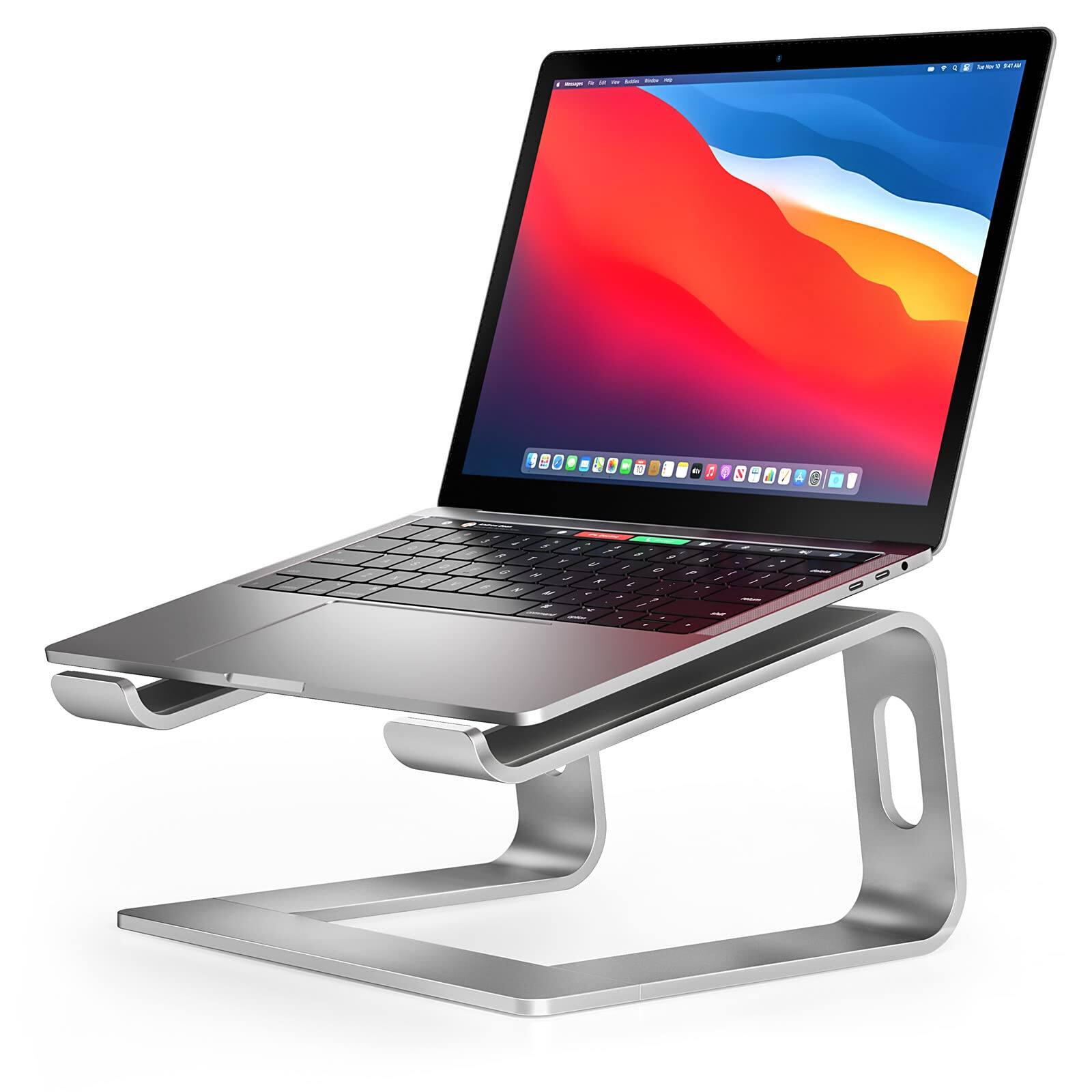 ThinkLink Electronic - Fully Aluminum Detachable Laptop Stand Ventilated Holder Computer Riser Desk Anti-slip Design Notebook - B-Silver