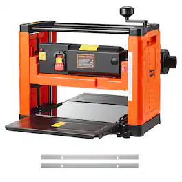 VEVOR - Thickness Planer, Two-Blade, 13-Inch Width Worktable Power Benchtop Planer, 1800W 23500 RPM Powerful Motor, Dual Rollers - Orange;Black