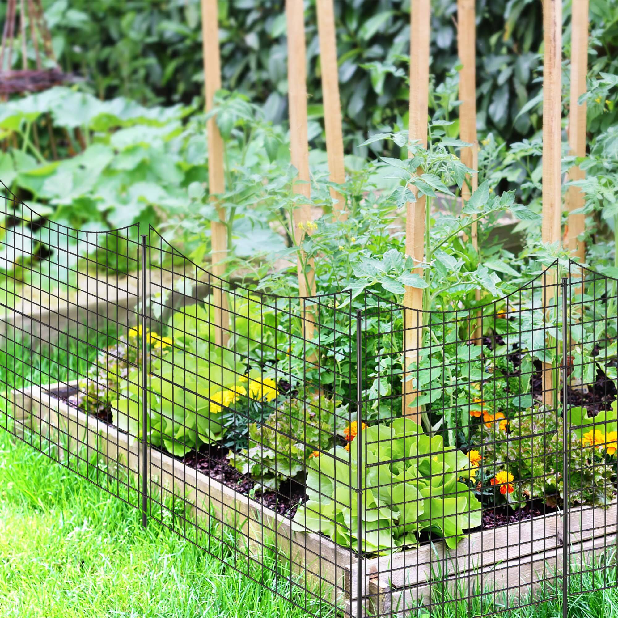 Alt View 3. Costway - Costway 39" Tall Outdoor Animal Barrier Decorative Garden Fence with 5 Panels & 5 Stakes - Black.