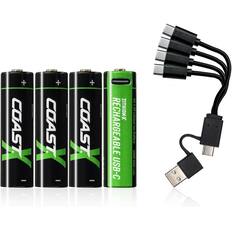 COAST ZITHION-X RECHARGEABLE USB-C AA 1.5V Lithium Ion Battery 2400 mAh 3.0W