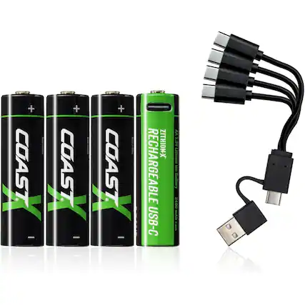 COAST ZITHION-X RECHARGEABLE USB-C AA 1.5V Lithium Ion Battery 2400 mAh 3.0W