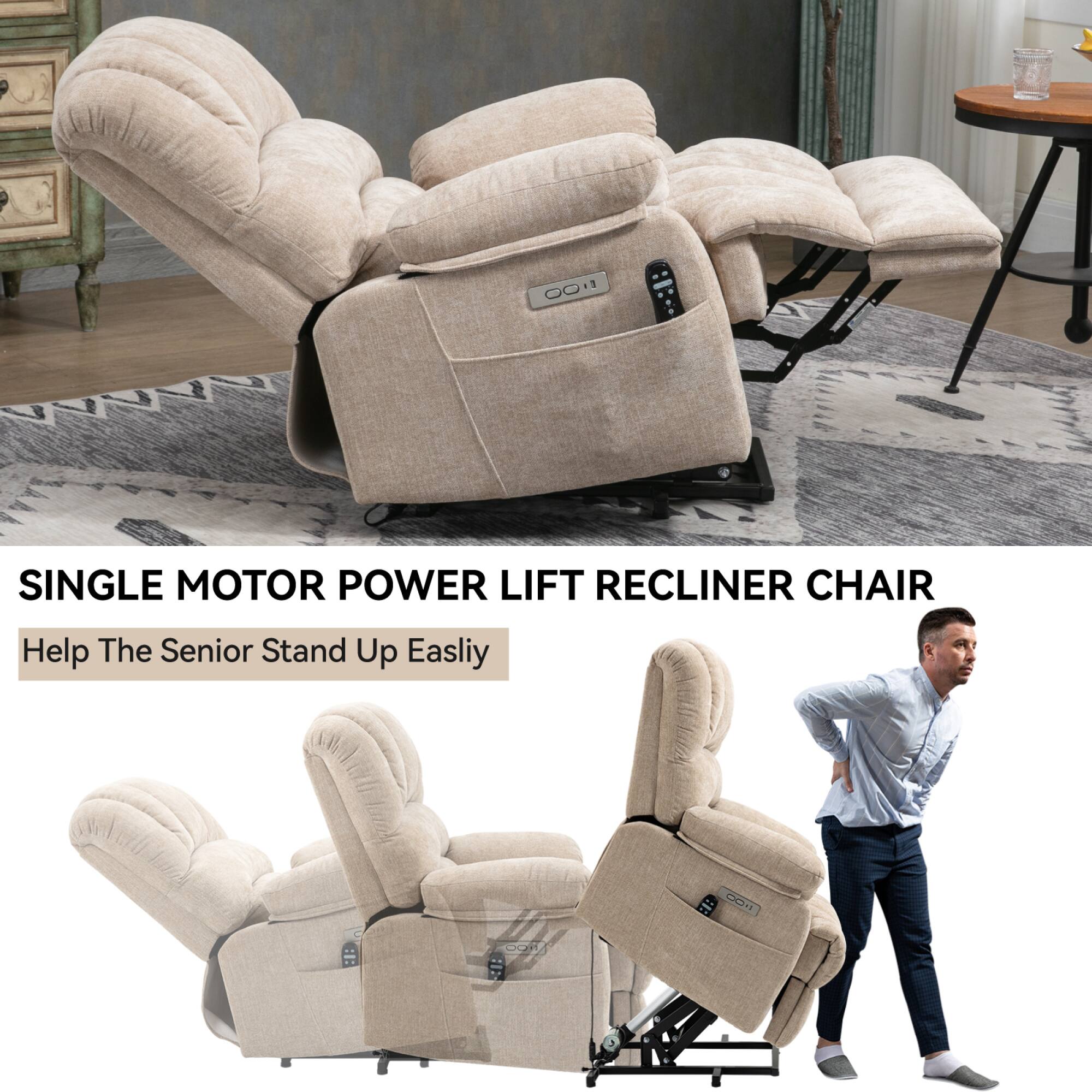 SINGLE MOTOR POWER LIFT RECLINER CHAIR  
Help The Senior Stand Up Easily
