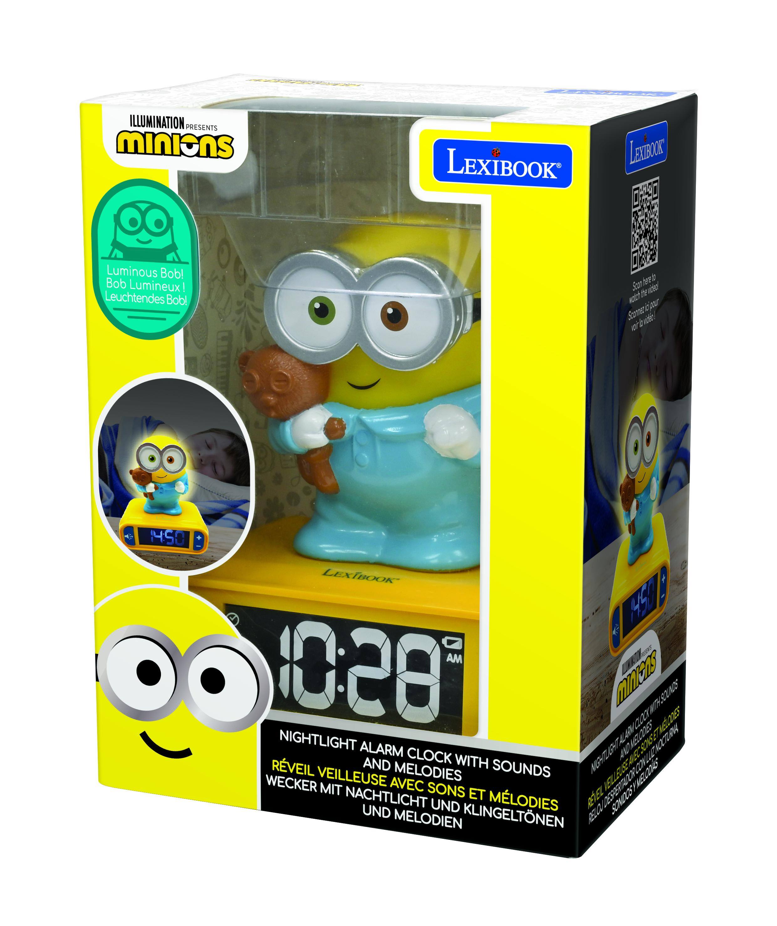 ILLUMINATION PRESENTS Minions LexiBook Luminous Bobl Bob Lumineux | Leuchtendes Bobl dP 1 So K f i A Same e 2 4SC LEXTBOOK 15 AM BR 1028 mncns EnS 224r Tuiass Z NIGHTLIGHT ALARM CLOCK WITH SOUNDS AND MELODIES RVEIL VEILLEUSE MIT AVEC SONS MELRASE 230 I256 NACHTLICHT ET MLODIES UND UND KLINGELTONEN