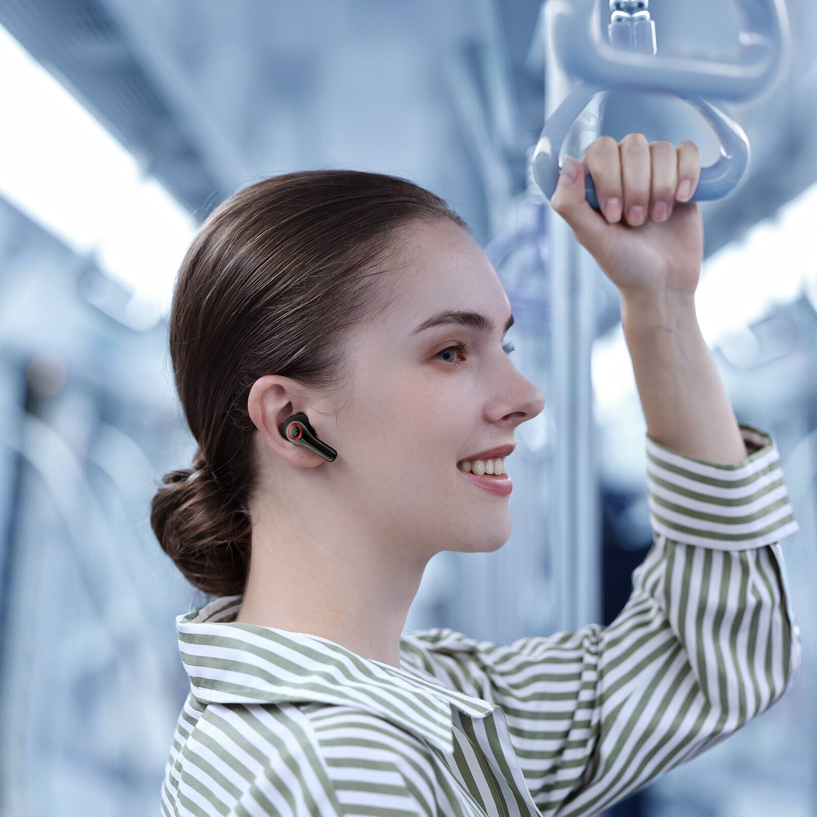 Alt View 6. Tronsmart - Sounfii NC 2 Hybrid Noise Cancelling Wireless Earbuds, 6-Mic AI Call, Hi-Res Audio, Force Sensor, Bluetooth 6.0, 40H.