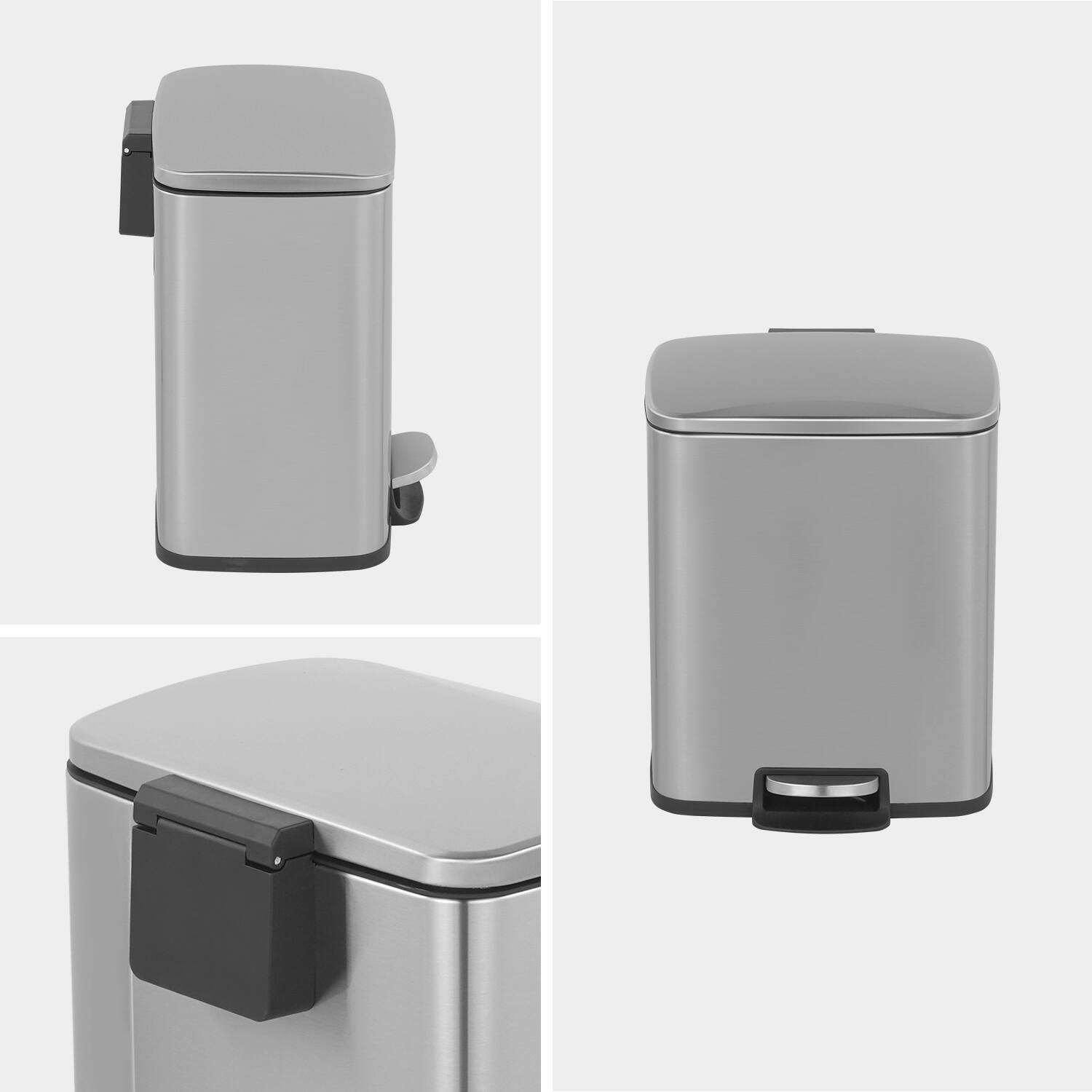 Alt View 1. Innovaze - 5.3 Gal./20 Liter Rectangular Stainless Steel step-on Trash Can for kitchen - Sliver.