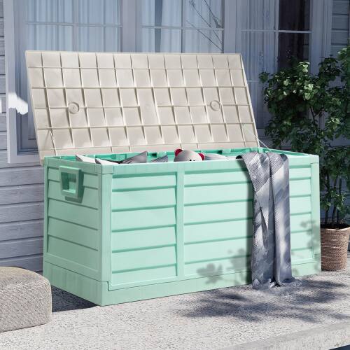 Alt View 9. Winado - 75 Gallon Portable Foldable Storage Deck Box Fast Installation Garden with Movable Wheels for Indoor Outdoor Storage - Light Green.