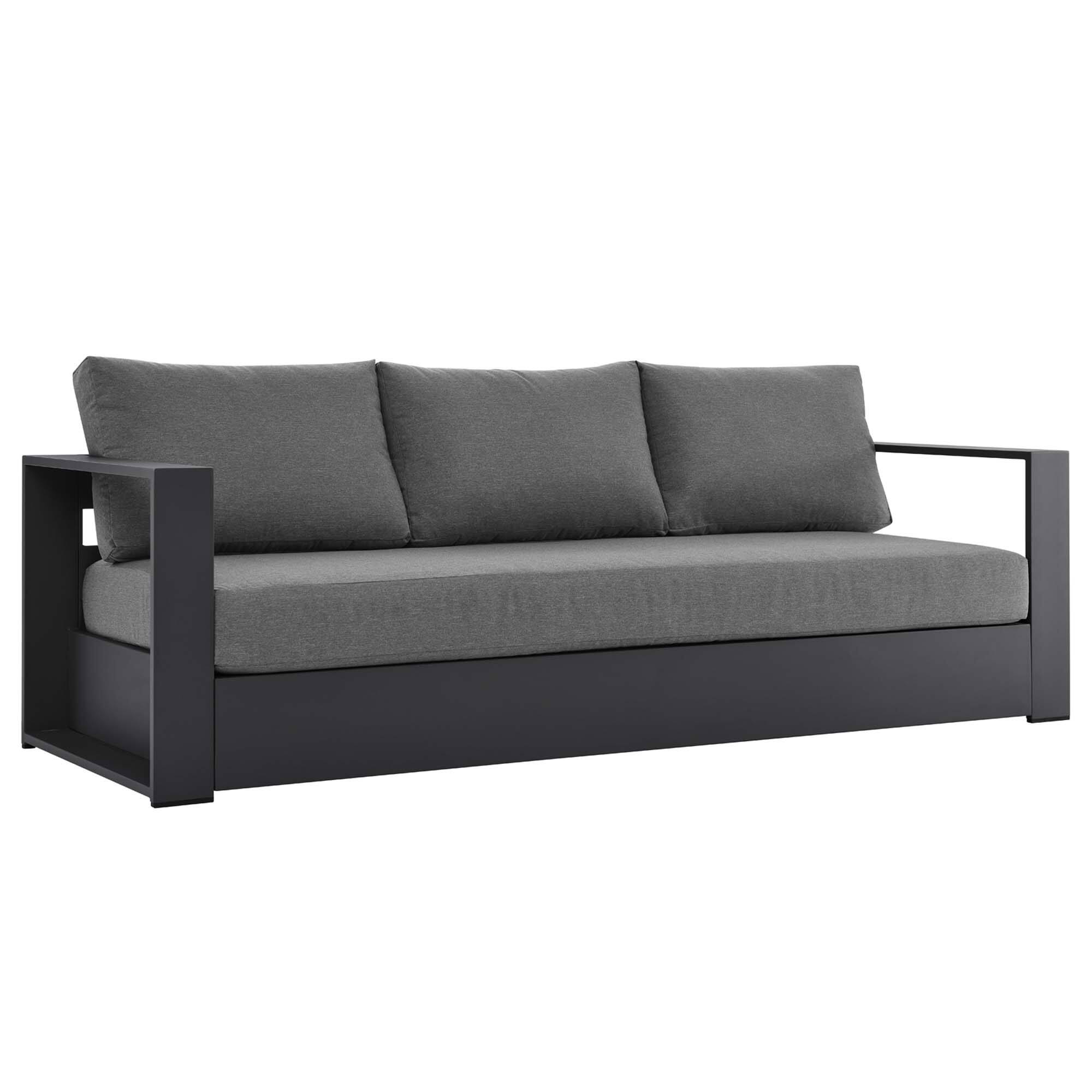Angle. Modway - Tahoe Outdoor Patio Powder-Coated Aluminum Sofa by Modway - Gray Charcoal.