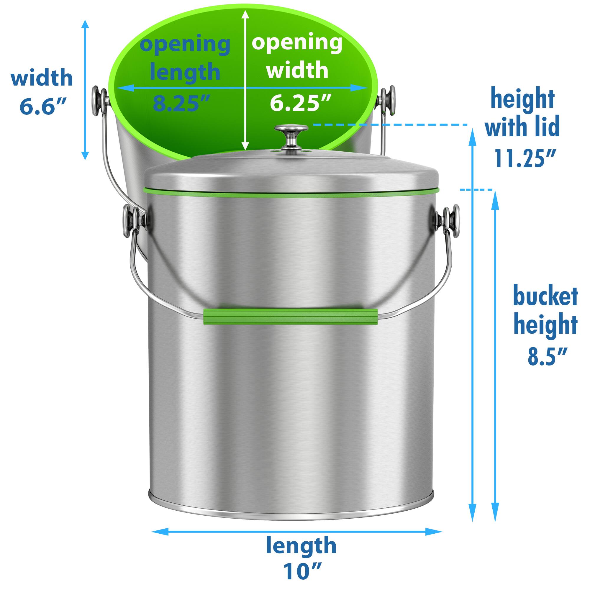 Alt View 14. iTouchless - 1.6 Gal. Compost Bin with AbsorbX Odor Filter - Silver.