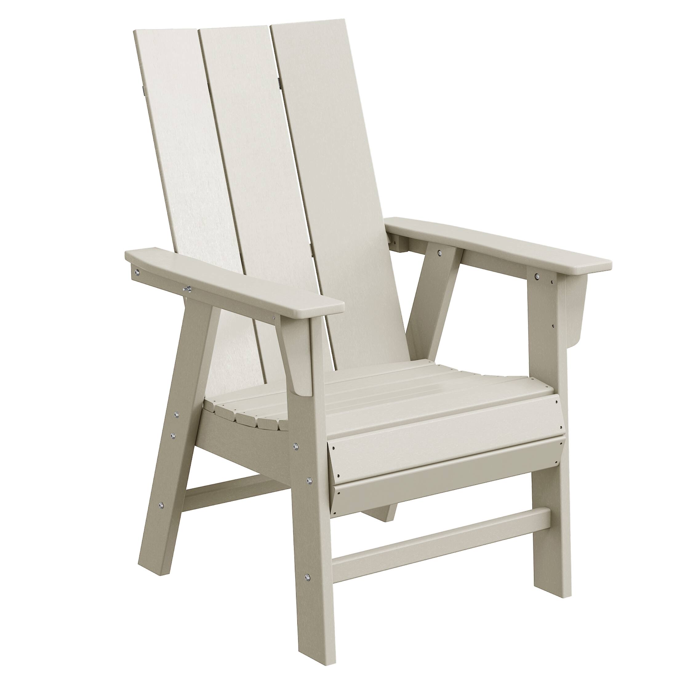 Left. WestinTrends - WestinTrends Ashore Outdoor Patio HDPE Plastic Modern Adirondack Dining Chairs (Set of 2) - Sand.
