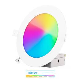 Infibrite - 6-Inch Wifi RGB + CW Recessed LED Downlight, 12W, 1100 Lumens, App Dimmable, Wet Rated - Smart