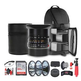 Leica - Super-Elmar-M 21mm f/3.4 ASPH. Lens + Sling Backpack + 64GB Memory Card + More - Black