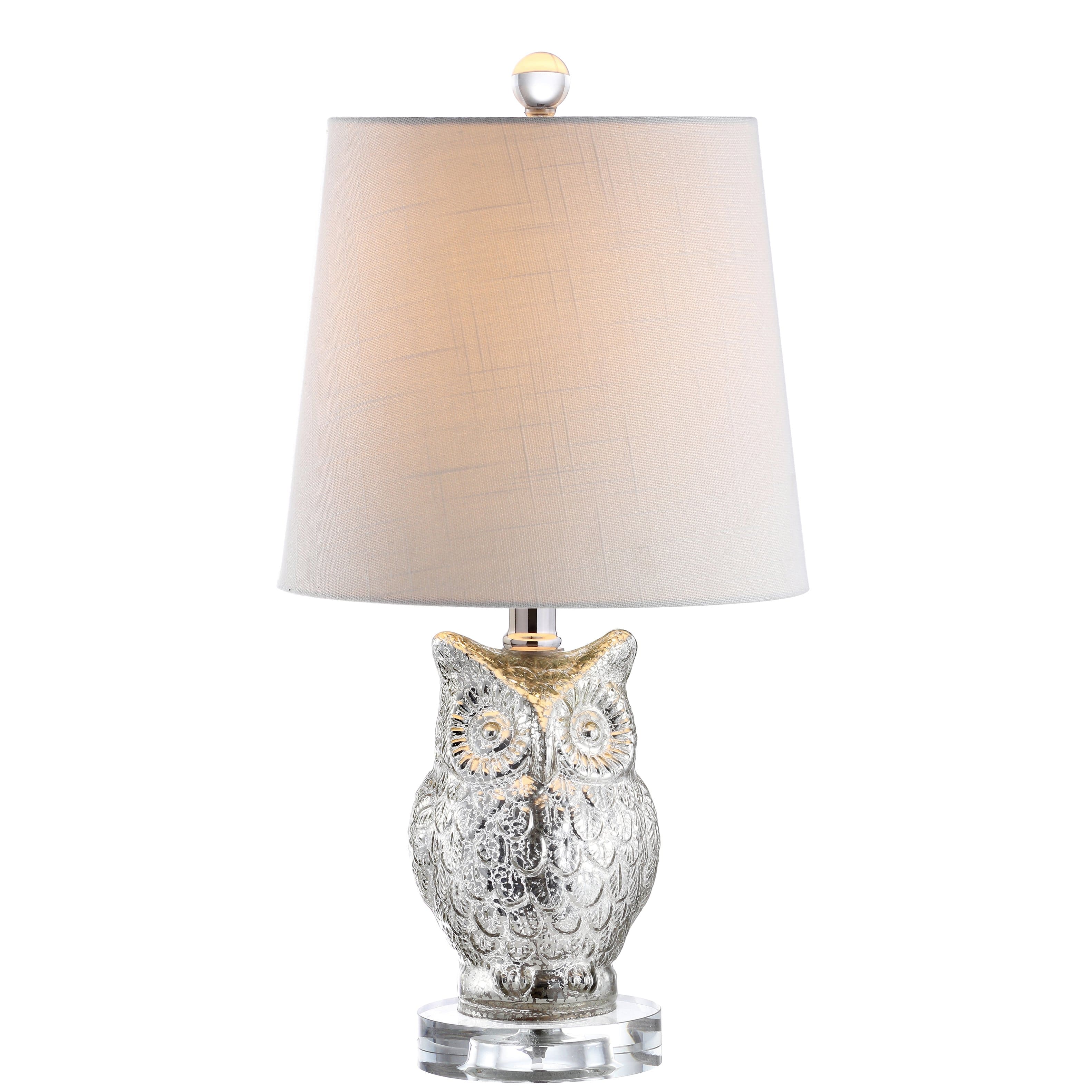 Jonathan Y - Night Owl 19" Glass/Crystal LED Table Lamp - Silver/Ivory