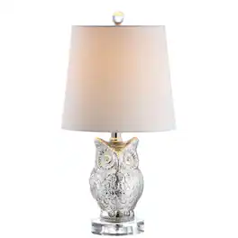 Jonathan Y - Night Owl 19" Glass/Crystal LED Table Lamp - Silver/Ivory