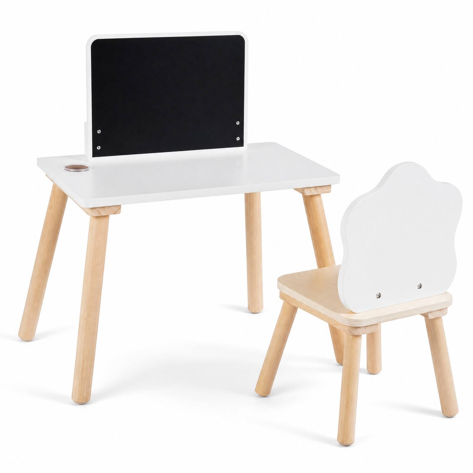 Alt View 9. Costway - Costway Kids Weaning Table and Chair Set with Chalkboard - White + Natural.