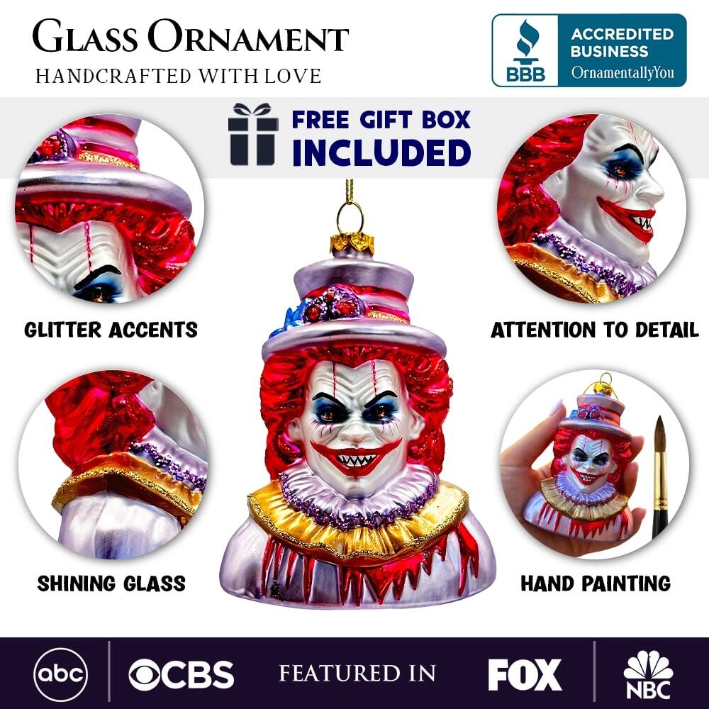 GLASS ORNAMENT  
HANDCRAFTED WITH LOVE  

FREE GIFT BOX INCLUDED  

GLITTER ACCENTS  
SHINING GLASS  
ATTENTION TO DETAIL  
HAND PAINTING  

ACCREDITED BUSINESS  
BBB  
OrnamentallyYou  

FEATURED IN  
abc  
CBS  
FOX  
NBC