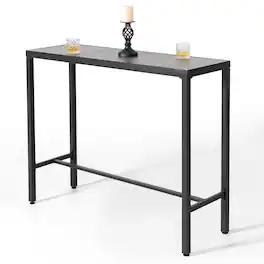 Nuu Garden - Outdoor Iron Bar Table with 3D-Print Tempered Glass Tabletop - Black and Gray