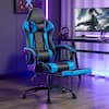 Front. Bestier - Ergonomic PU Leather Gaming Chair, Massage Lumbar, Footrest, 360° Casters - Blue.