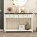 Back. Costway - Farmhouse Console Table Entryway Sideboard with 3 Drawers & Open Storage Shelf - Off-white/Brown.