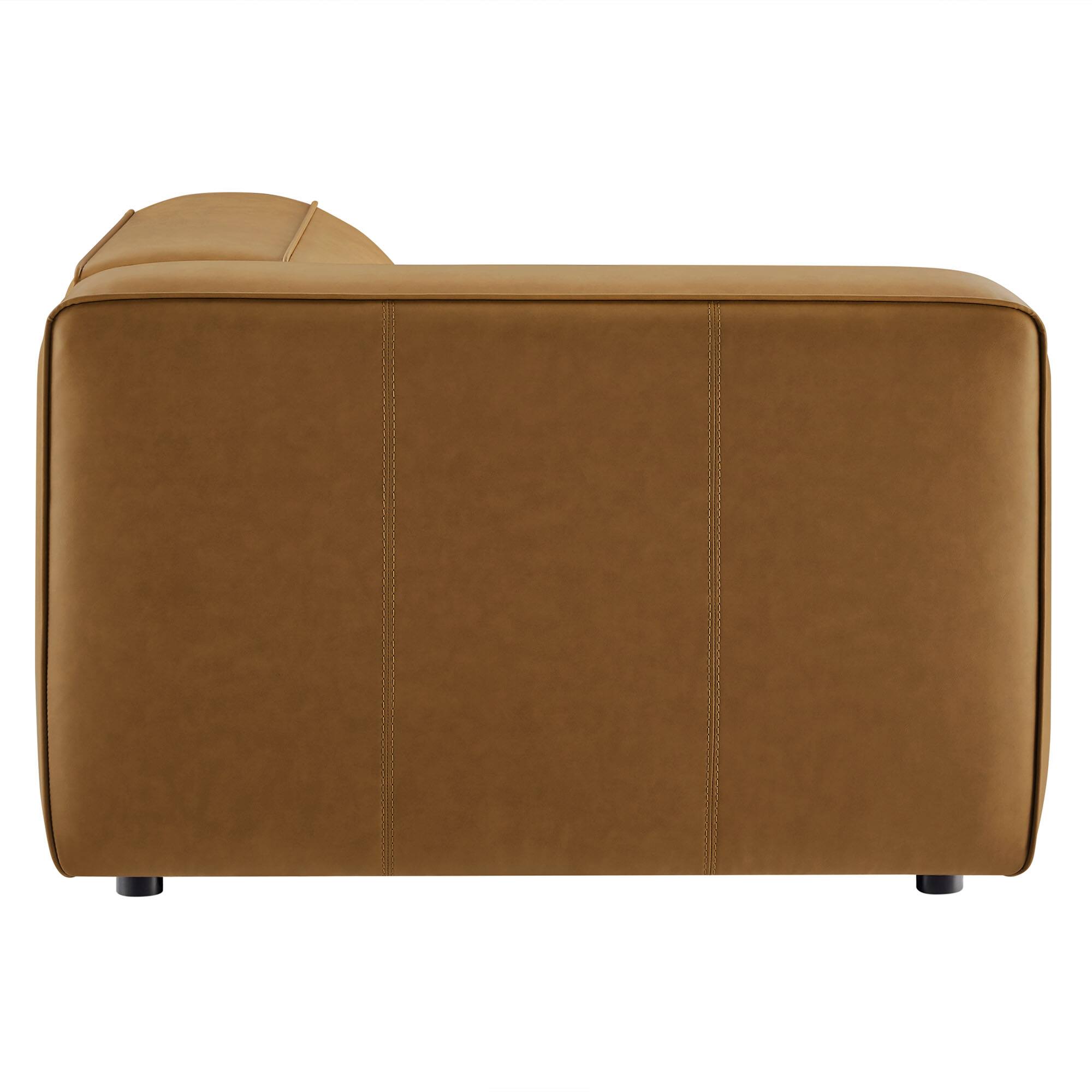 Back. Modway - Auren Upholstered Vegan Leather Modular Left Armchair by Modway - Brown.