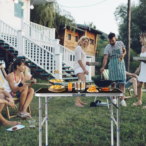 Alt View 7. Winado - 3FT Portable Folding Camping Table Aluminum with Adjustable Height, Carrying Handle Lightweight for Picnic Party Outdoor - Black.