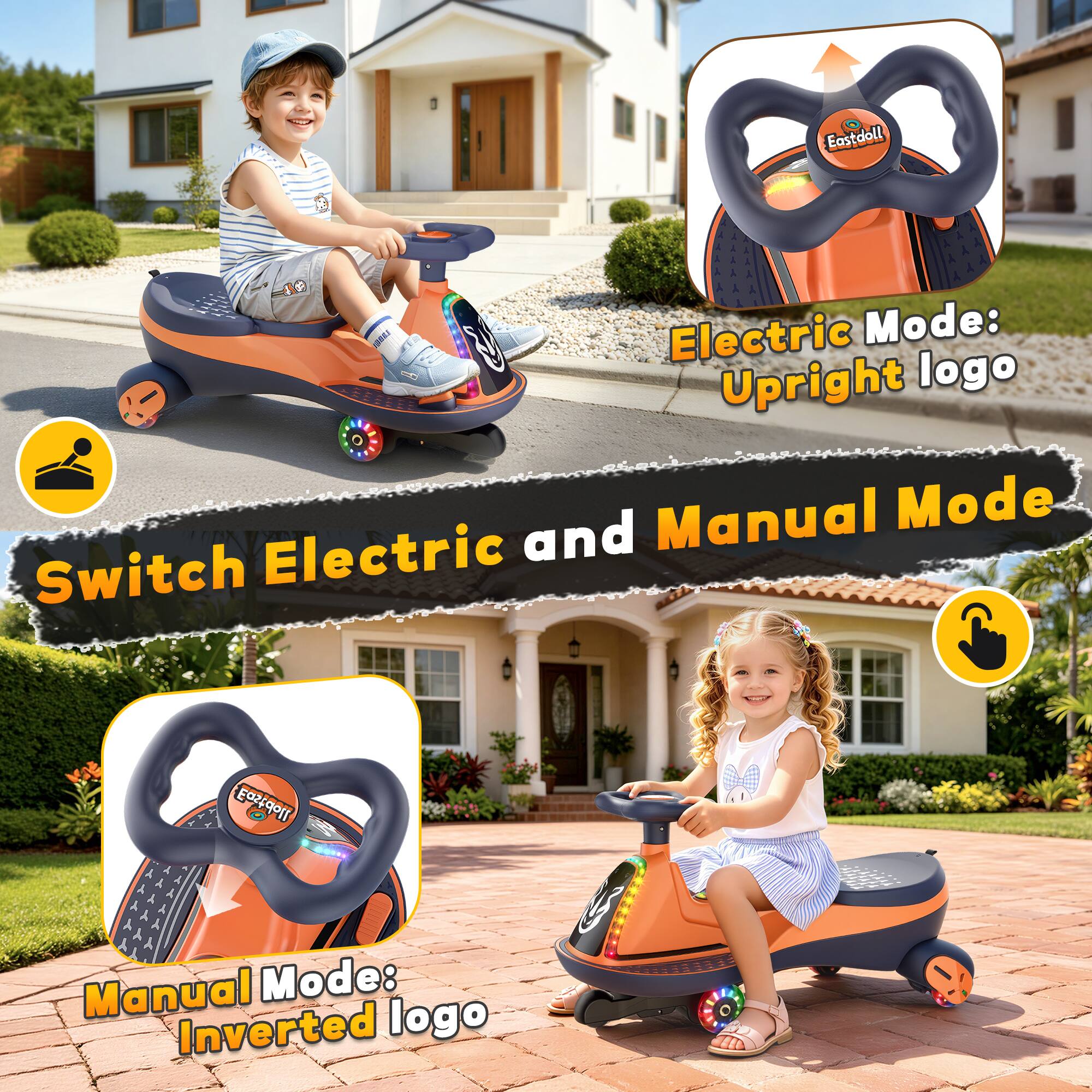 Eastdoll  
-19 126U  
Electric Mode: Upright logo  
Manual Mode: Inverted logo  

Switch Electric and Manual Mode