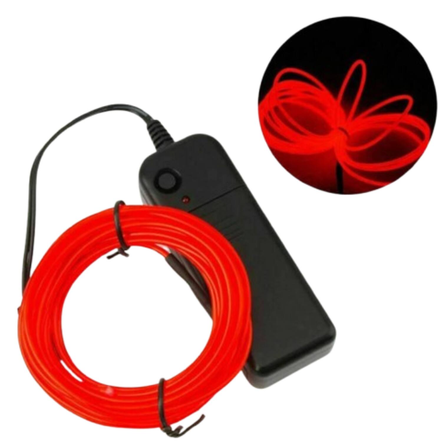 Angle. Home Collection - 16.4Ft Battery Powered Neon LED EL Wire String Light Red - Red.
