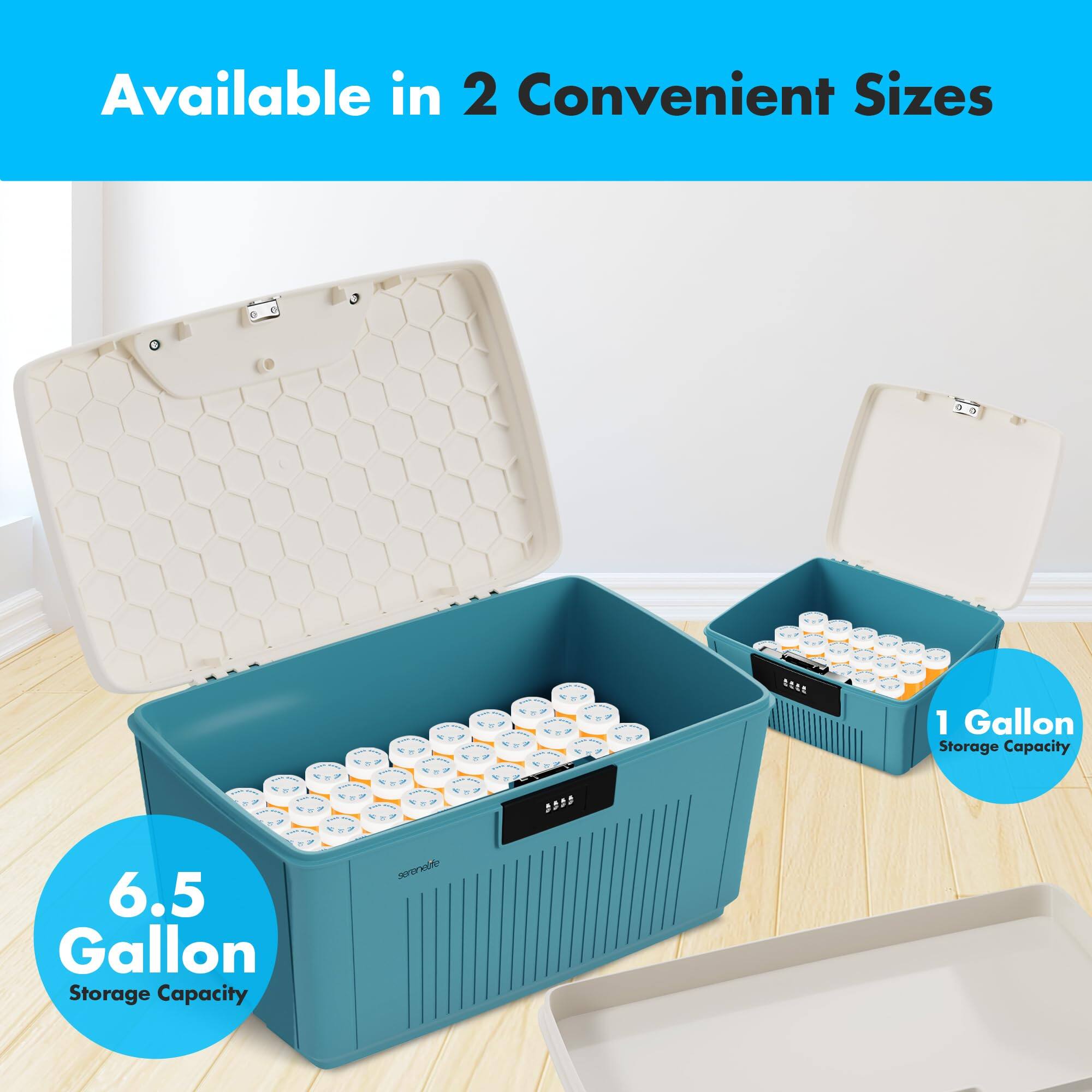 Available in 2 Convenient Sizes

1 Gallon Storage Capacity

6.5 Gallon Storage Capacity