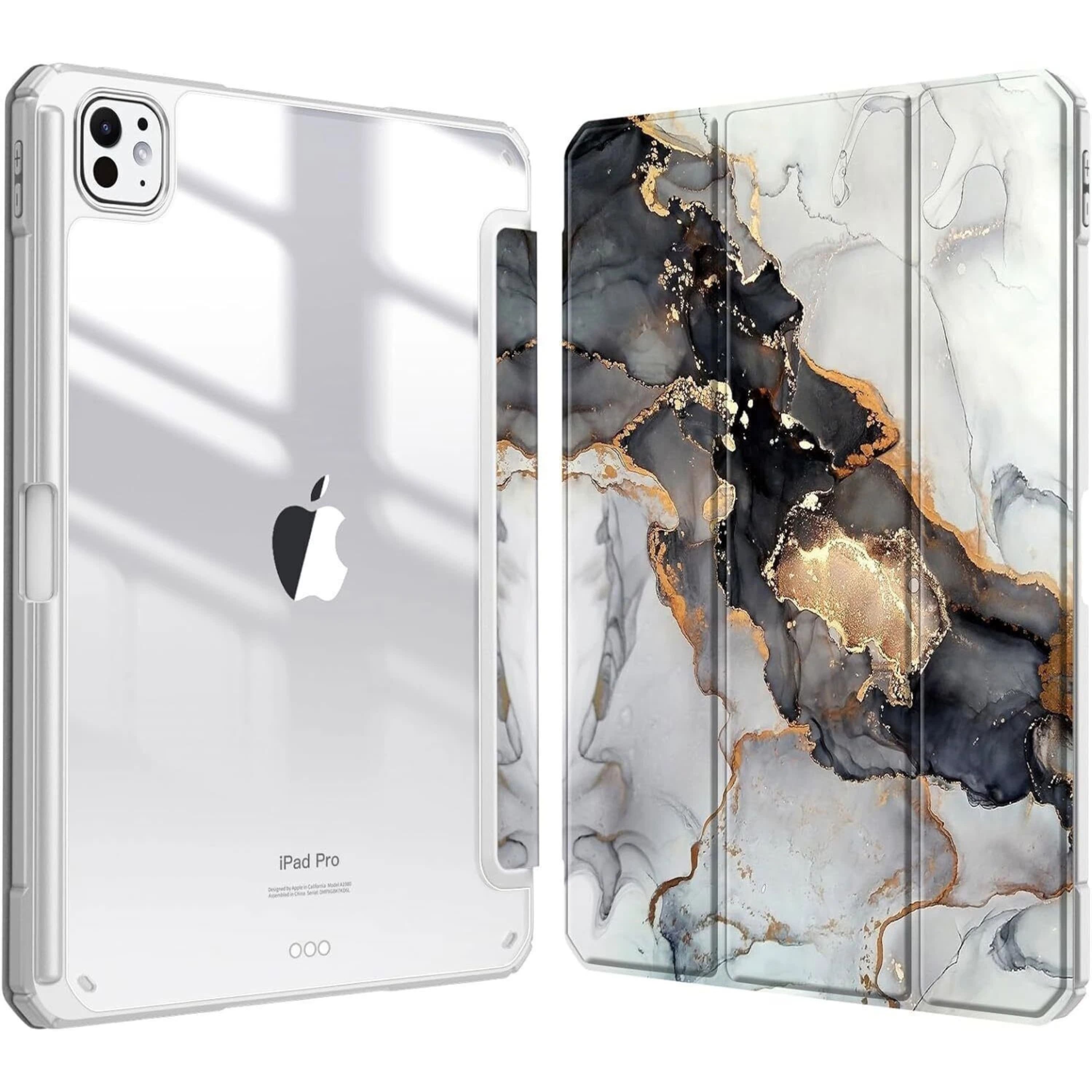 Kitcheniva - Ultra Thin Hybrid Case For iPad Pro 11 Inch M4 2024 Transparent Shell - Cloudy Marble