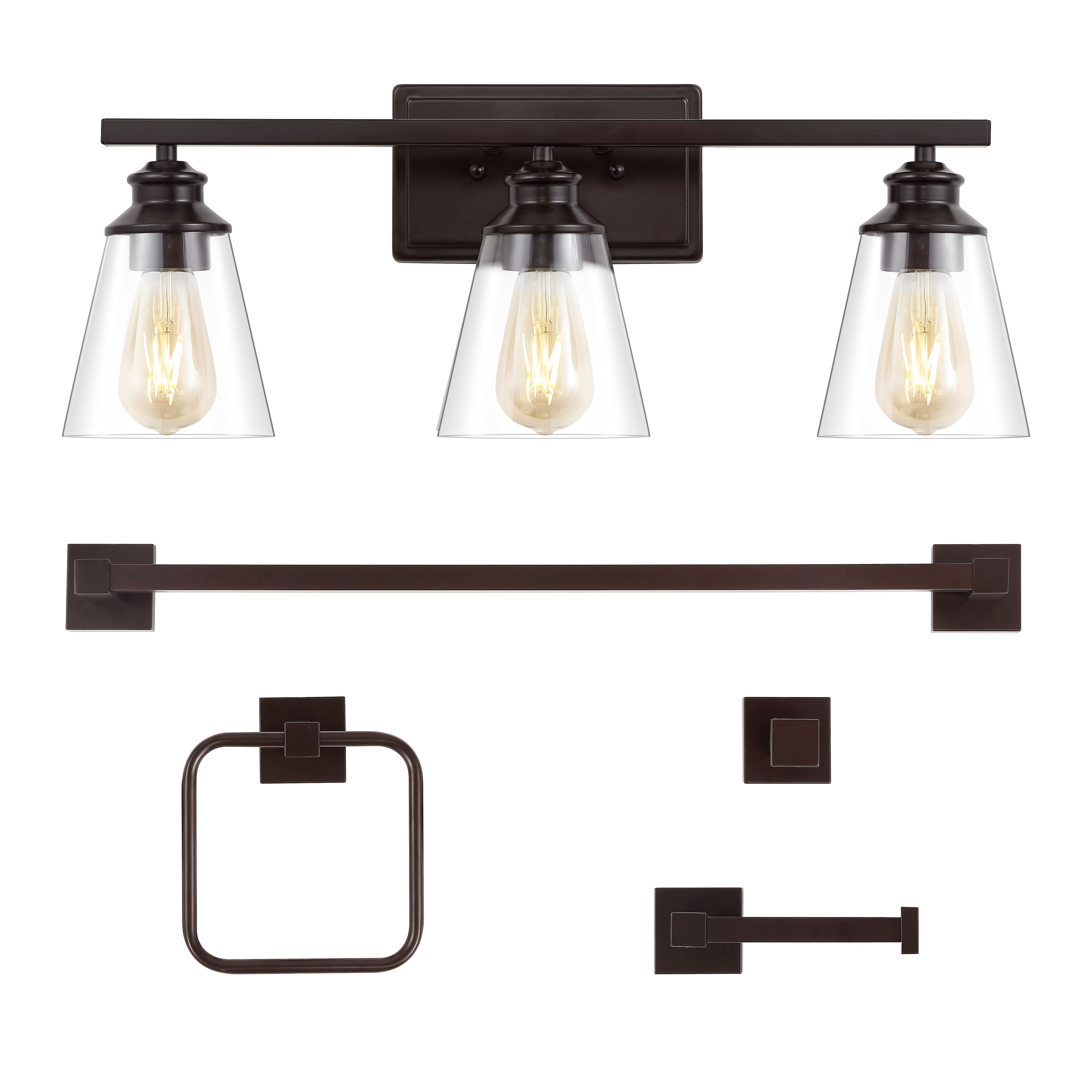 "Jonathan Y - Arlo 22.88"" 3-Light Vintage Classic Vanity Light with Bathroom Hardware Accessory Set, Oil Rubbed Bronze (5-Piece) - Oil-Rubbed Bronze" price history on PriceWatchPro
