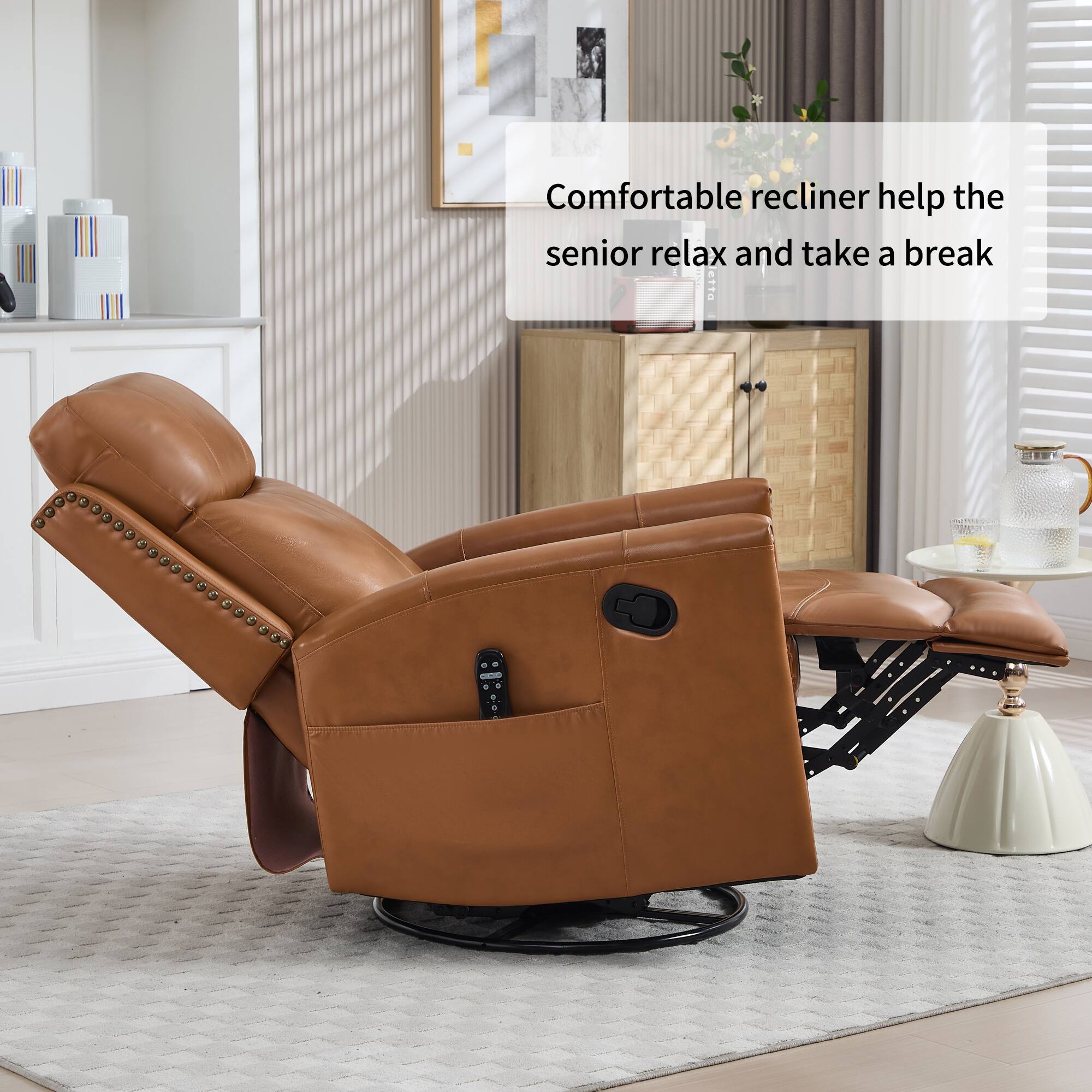 Comfortable recliner help the senior relax and take a break