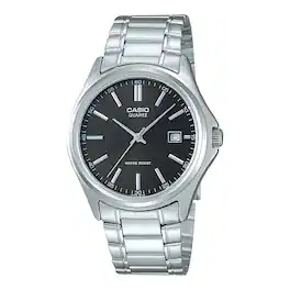 Casio - Men’s Stainless Steel Watch with Black Dial - MTP-1183A-1A - Silver