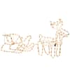 Front. Outsunny - 35" Christmas Reindeer and Sleigh with LED Motif Warm White Lighting, Indoor Outdoor Steel Frame Yard Decoration - White.