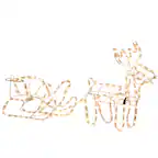 Front. Outsunny - 35" Christmas Reindeer and Sleigh with LED Motif Warm White Lighting, Indoor Outdoor Steel Frame Yard Decoration - White.