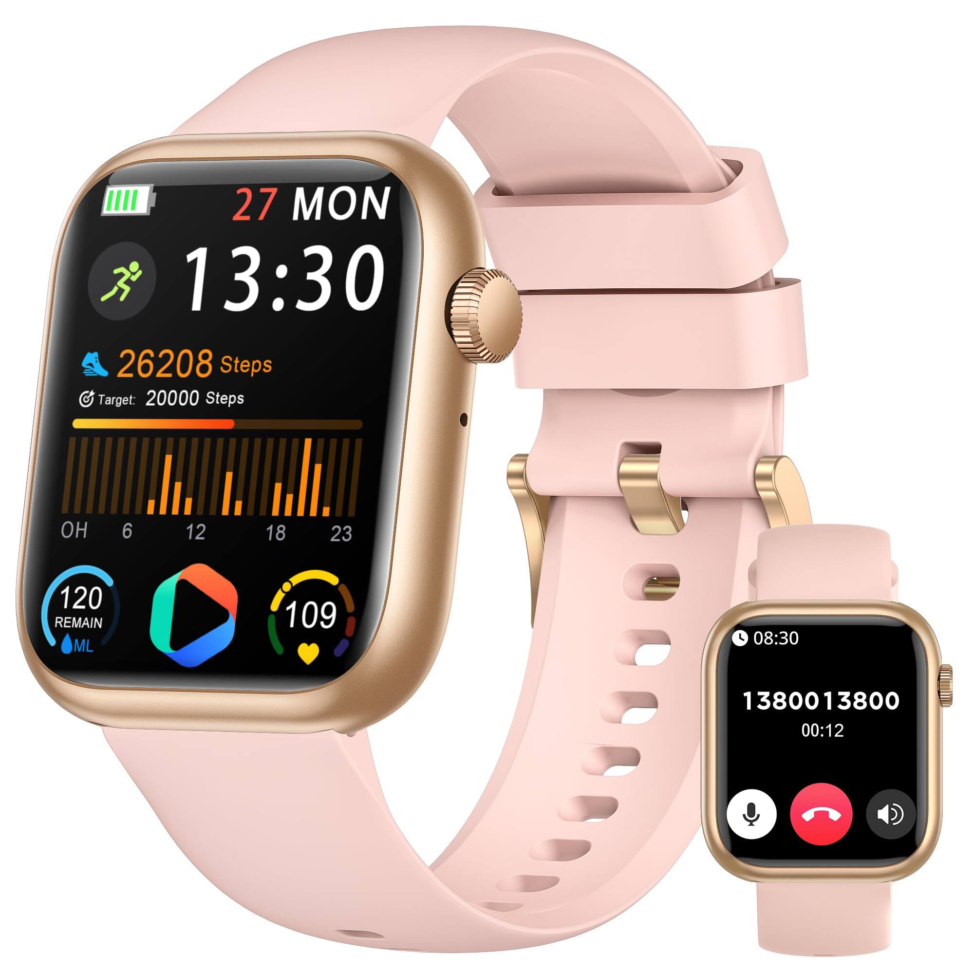 The Best Inks - Smart Watch For Men Women 1.83" Fitness (answer/make Call) Smartwatch With Heart Rate/blood Sleep - Pink