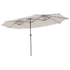 Front. Costway - 15FT Twin Patio Double-Sided Umbrella 48 Solar LED Lights Crank Outdoor - Beige.