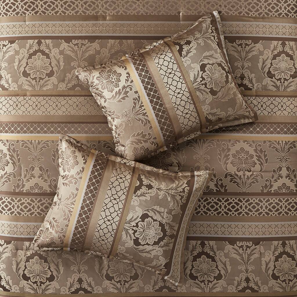 Alt View 1. Gracie Mills - Gracie Mills Bruce 7-Piece Jacquard Comforter Set - Brown/Gold.