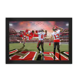 Sporticulture - Baker Mayfield and Mike Evans Tampa Bay Buccaneers Framed Two-Player Art Print - Red