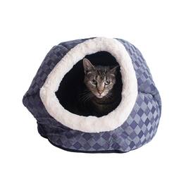 Armarkat - Cuddle Cave Cat Bed C44 For Cats and Puppy Dogs Checkered - Blue