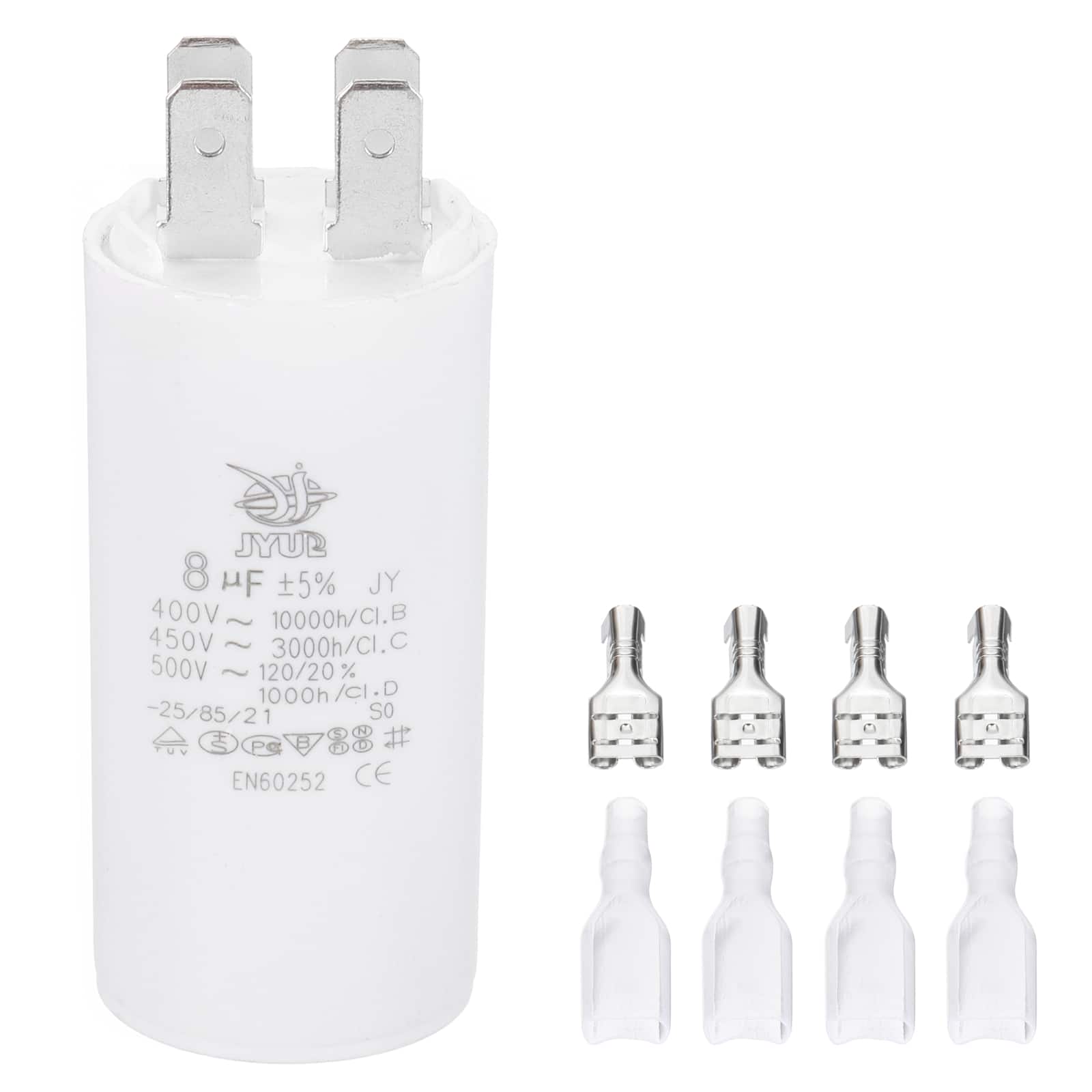 Unique Bargains - 8uF CBB60 Run Capacitor, AC 450V 4 Pin Double Insert with Sheath Spring for Motor Start - White price history on PriceWatchPro