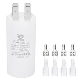 Unique Bargains - 8uF CBB60 Run Capacitor, AC 450V 4 Pin Double Insert with Sheath Spring for Motor Start - White