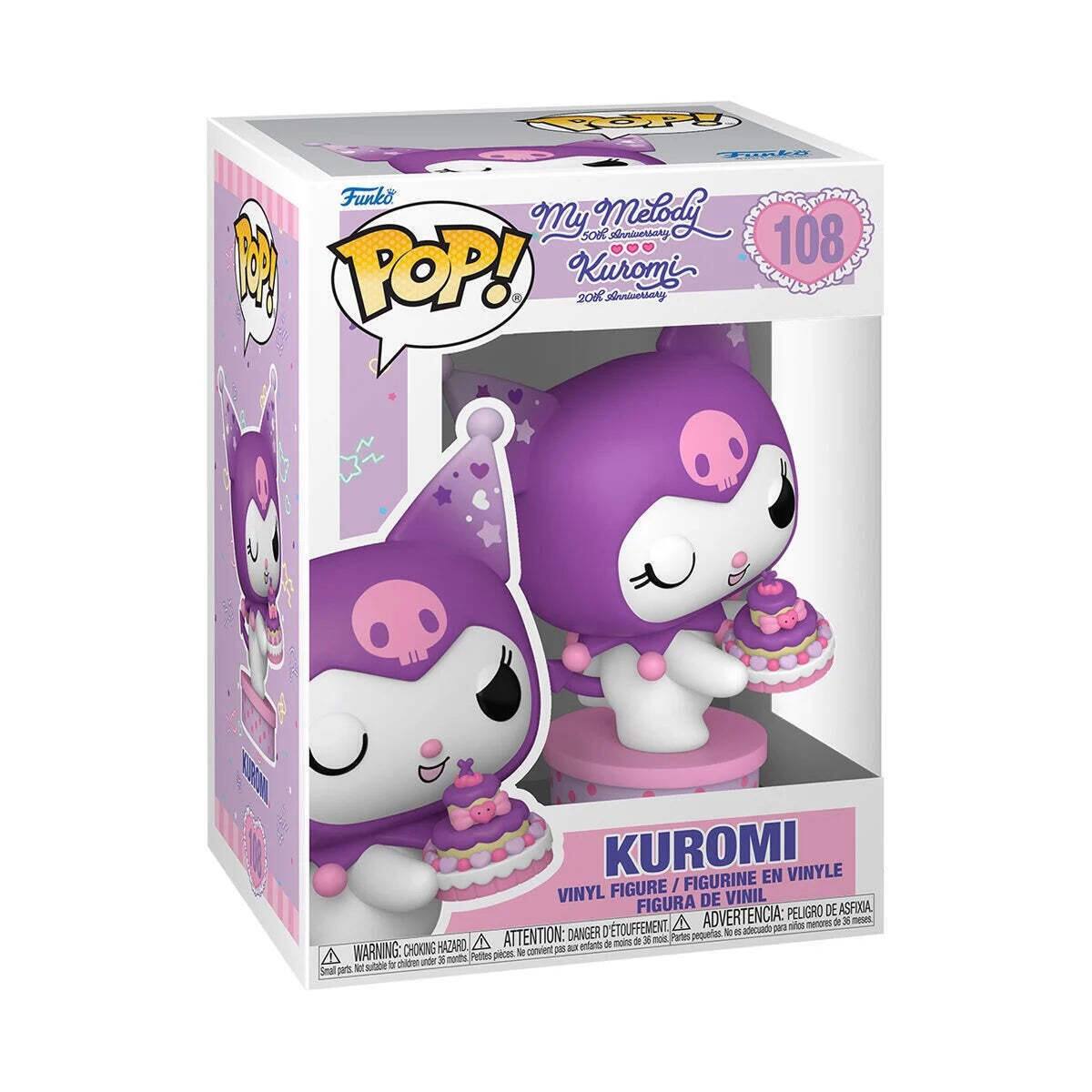 Funko  
POP!  
My Melody  
50th Anniversary  
Kuromi  
20th Anniversary  

KUROMI  
VINYL FIGURE / FIGURINE EN VINYLE / FIGURA DE VINIL / FIGURA DE VINIL  
WARNING: CHOKING HAZARD - Small parts. Not for children under 3 years.  
ADVERTENCIA: PEQUEÑOS PIEZAS. NO APTO PARA NIÑOS MENORES DE 3 AÑOS.  
ATTENTION: RISQUE DE SOUFFLENEMENT - Petite pièces, pas adaptées pour les enfants de moins de 3 ans.  
ADVERTENCIA: PEQUEÑOS PIEZAS. NO APTO PARA NIÑOS MENORES DE 3 AÑOS.  

108