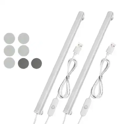 Front. Stock Preferred - 2pcs 20LED Under Cabinet Light USB Powered Magnetic LED Strip Bar - White.