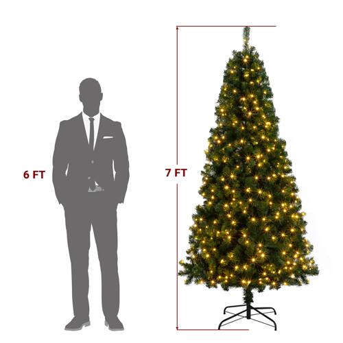 Alt View 1. Winado - 7FT Artificial Christmas PVC Tree Pre-Lit Hinged with LED Lights, Branch Tips for Indoor Xmas Holiday Party Decoration - Green.