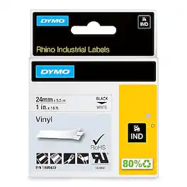 DYMO - Rhino Industrial 1805430 Vinyl Label Maker Tape, 1" x 18', (1805430) - Black on White